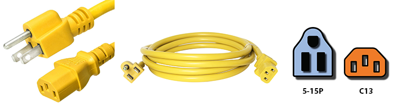 5-15p to c13 yellow power cord