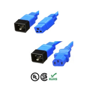 Blue C14 Power Cords - Custom A/V Rack