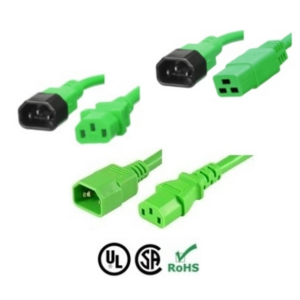 Green C14 Power Cords - Custom A/V Rack