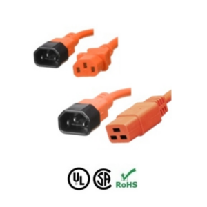 Orange C14 Power Cords - Custom A/V Rack