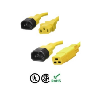 Yellow C14 Power Cords - Custom A/V Rack